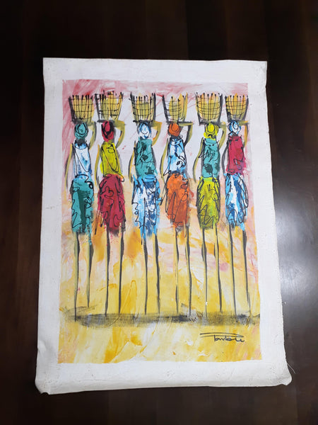 Original Acrylic Canvas Painting - Multicolored Ladies - AkwaabaFie Decor