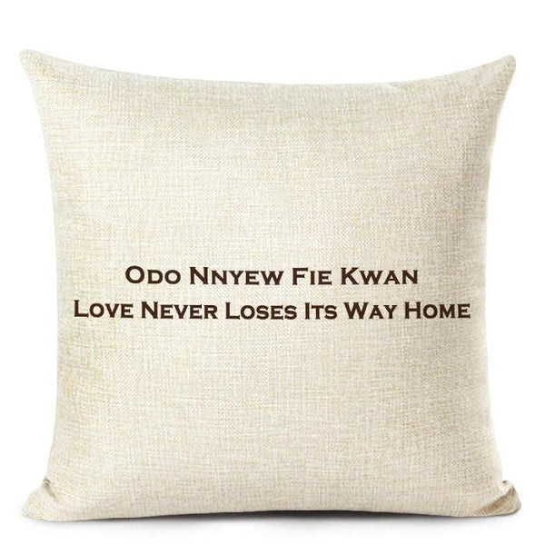 ODO NNYEW FIE KWAN (Adinkra) Throw Pillow Cover - AkwaabaFie Decor
