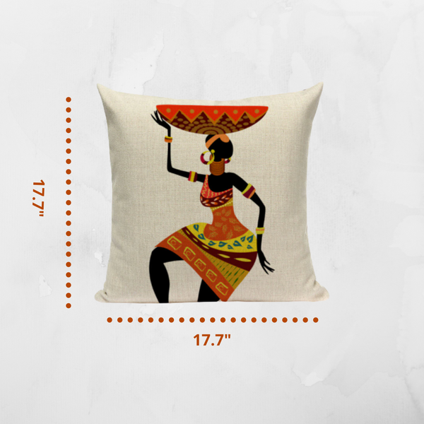 African Woman (Gold Head Band) Throw Pillow Cover - AkwaabaFie Decor