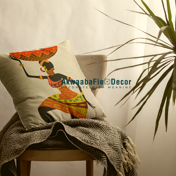 African Woman (Gold Head Band) Throw Pillow Cover