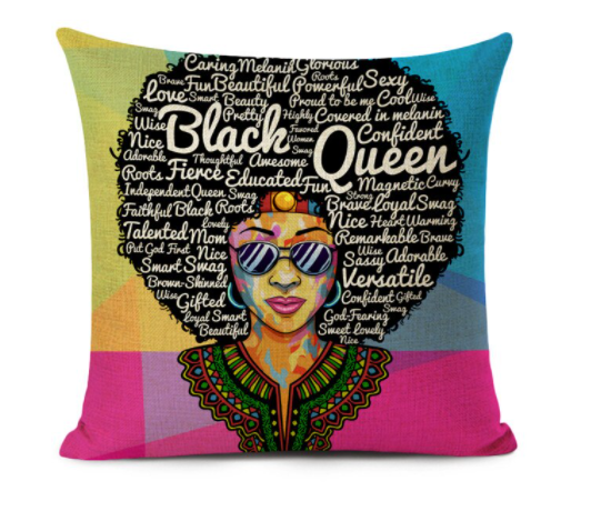 Black Queen Throw Pillow Cover - AkwaabaFie Decor