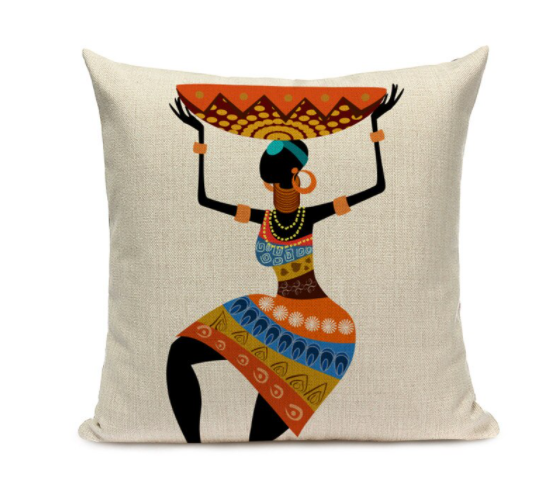 African Queen (Blue Head Band) Throw Pillow Cover - AkwaabaFie Decor